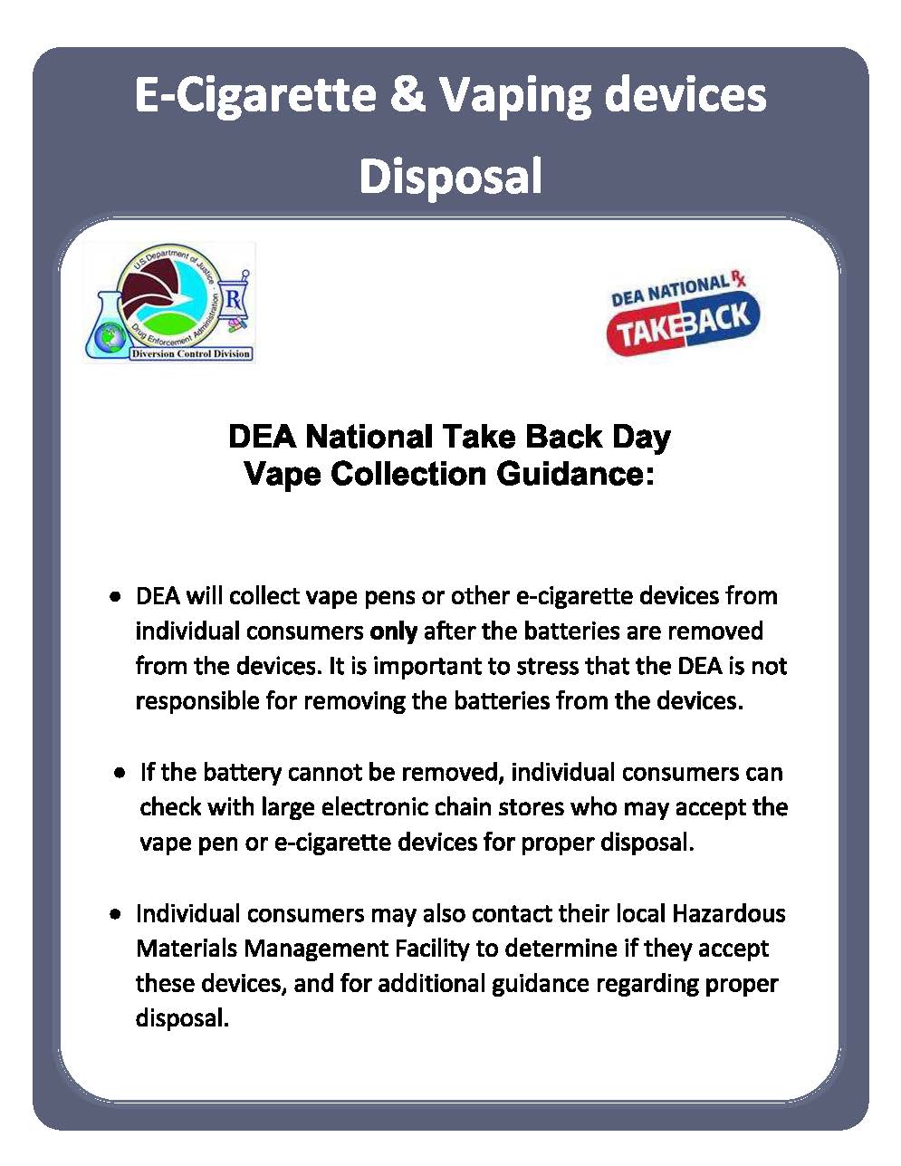 Vaping Disposal Flyer DEA NTBI#27